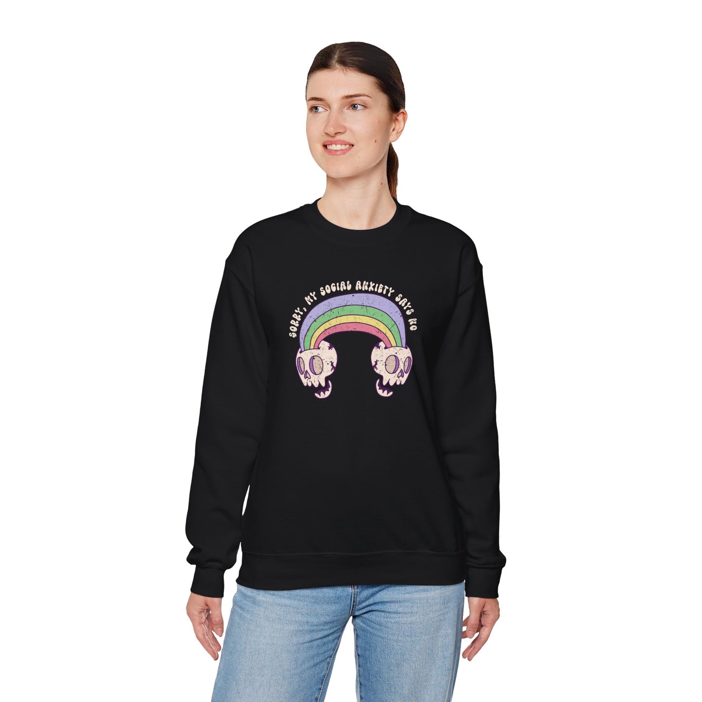 Sweatshirt Sorry My Social Anxiety Says No - Gothic-Inspired Anxiety Sweatshirt