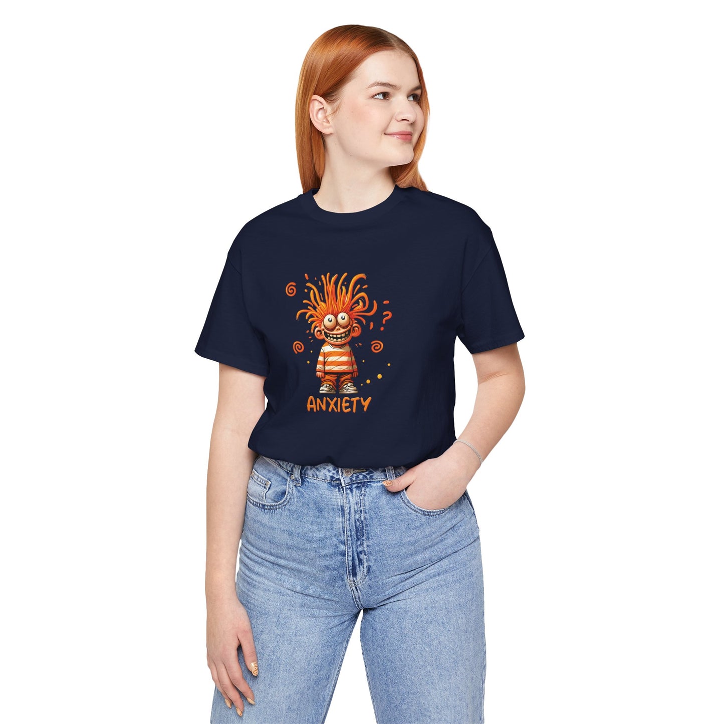 T-Shirt ANXIETY Cartoon Funny Anxiety Shirt — Mental Health Graphic Tee