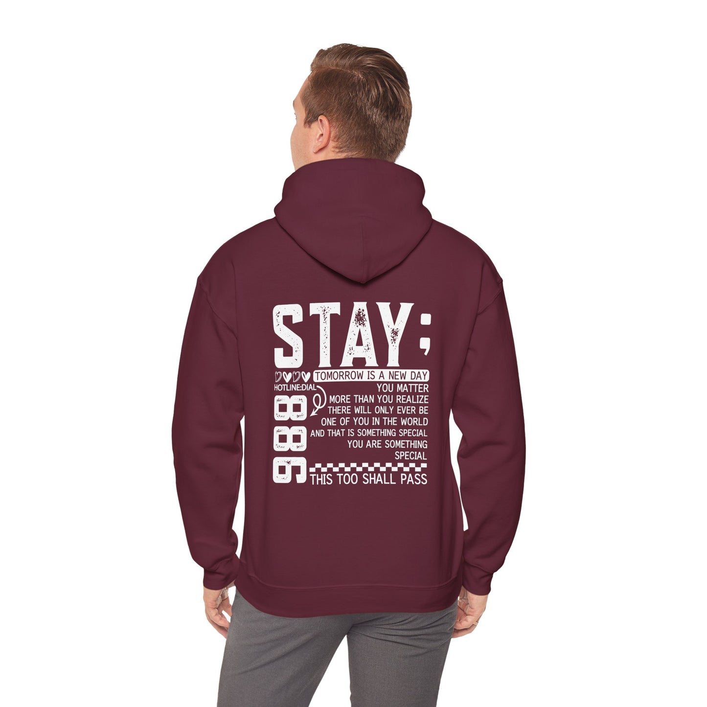 Stay, You Matter – Mental Health Matters Hoodie With Back Print