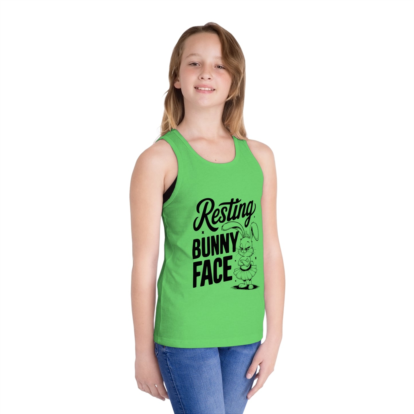 Kids clothes Funny Easter Shirt for Kids – Resting Bunny Face Tank Top