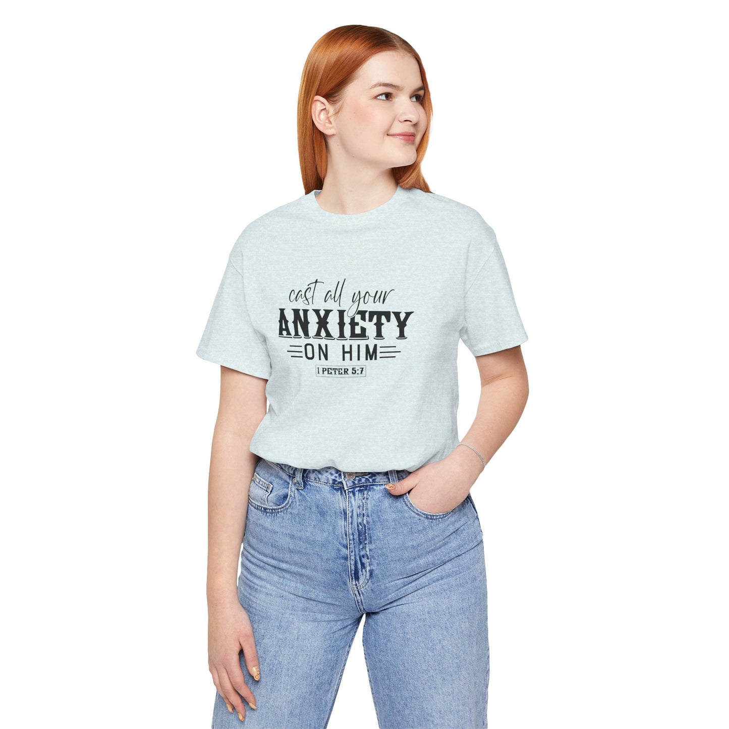 T-Shirt Cast All Your Anxiety on Him Anxiety Shirt – Christian Bible Verse Tee