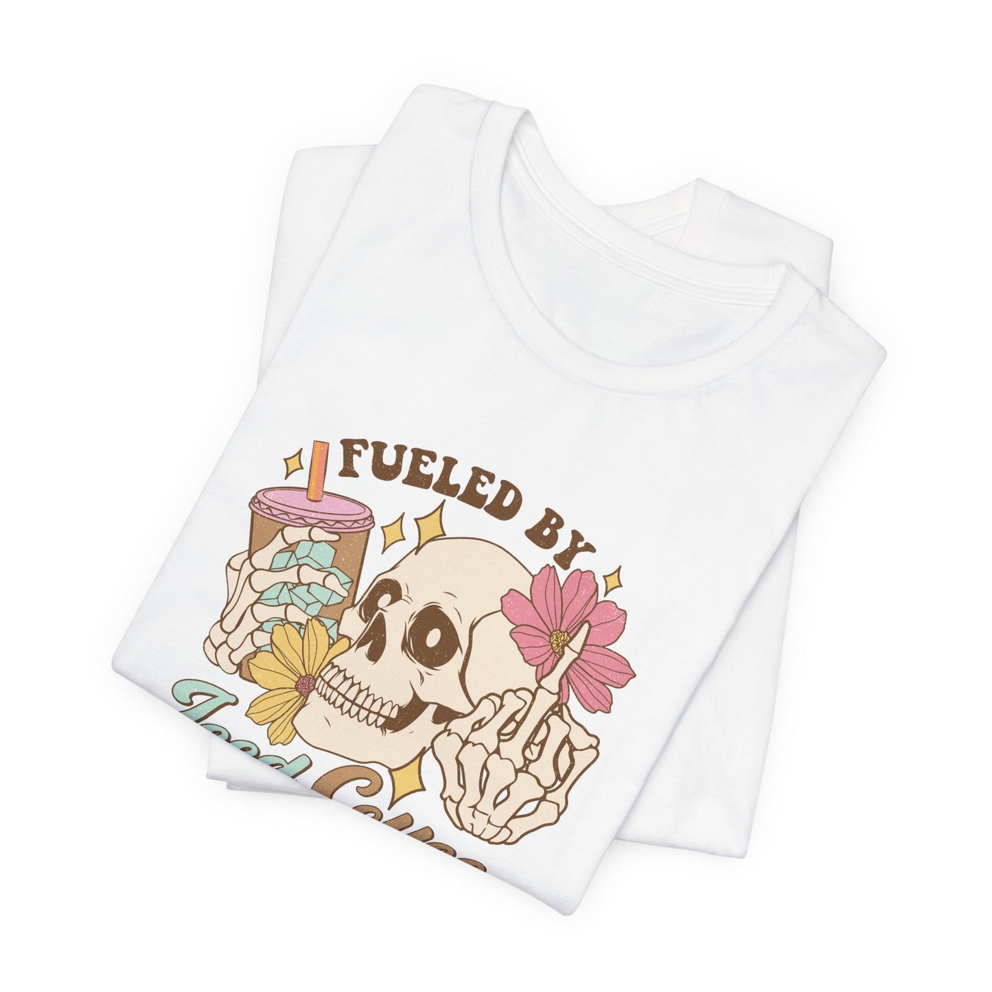 T-Shirt Fueled by Iced Coffee & Anxiety Shirt – Funny Anxiety Graphic Tee