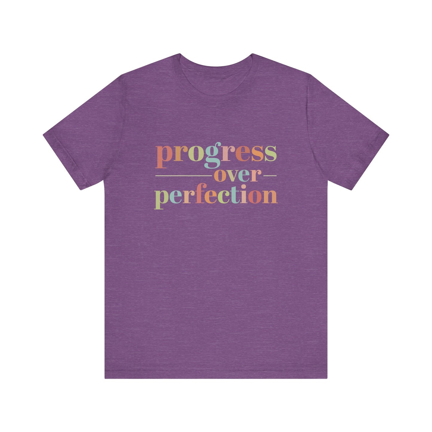 Heather Team Purple Progress Over Perfection Shirt – Growth Mindset Shirt