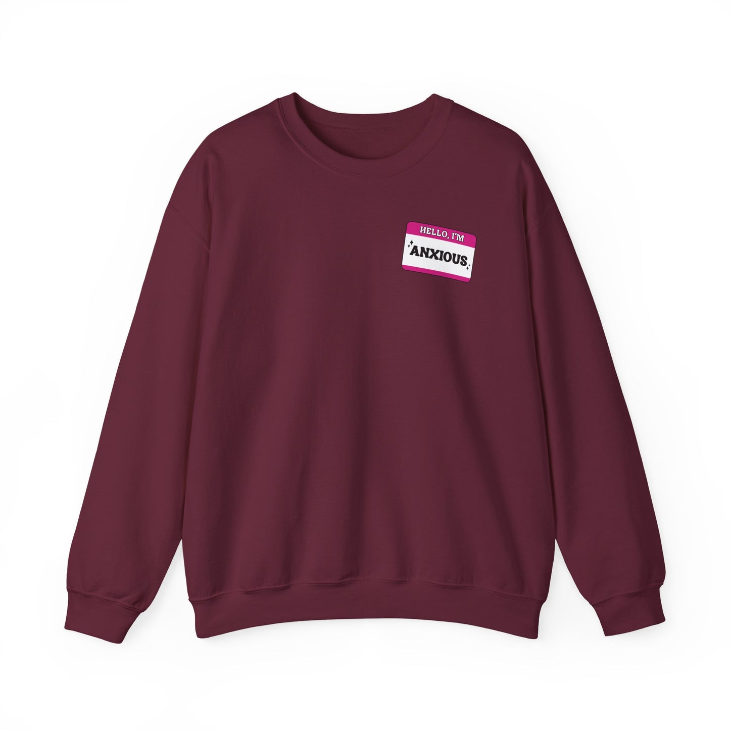 Sweatshirt Hello, I'm Anxious Nametag Sweatshirt for Socially Anxious Women