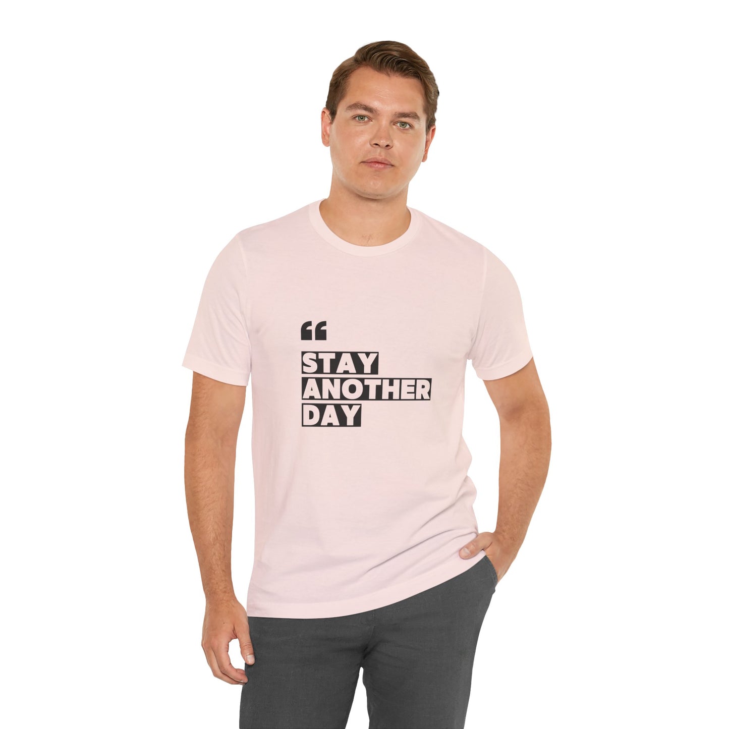 Stay Another Day – Soft Pink Blue Stay Another Day T Shirt for Suicide Prevention