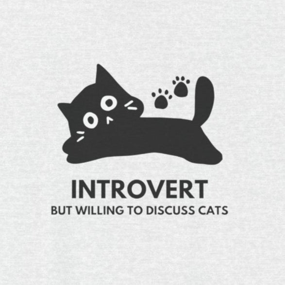 T-Shirt Introvert But Willing Discuss Cats T-Shirt – Funny Black Cat Shirt