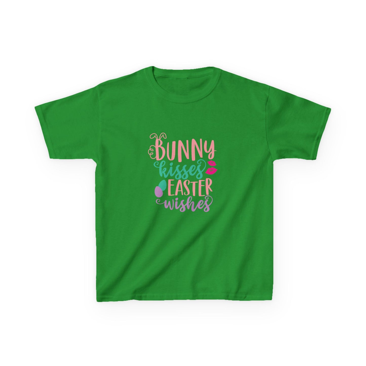 Irish Green Bunny Kisses & Easter Wishes Kids Easter Shirt | Cute Easter Tee