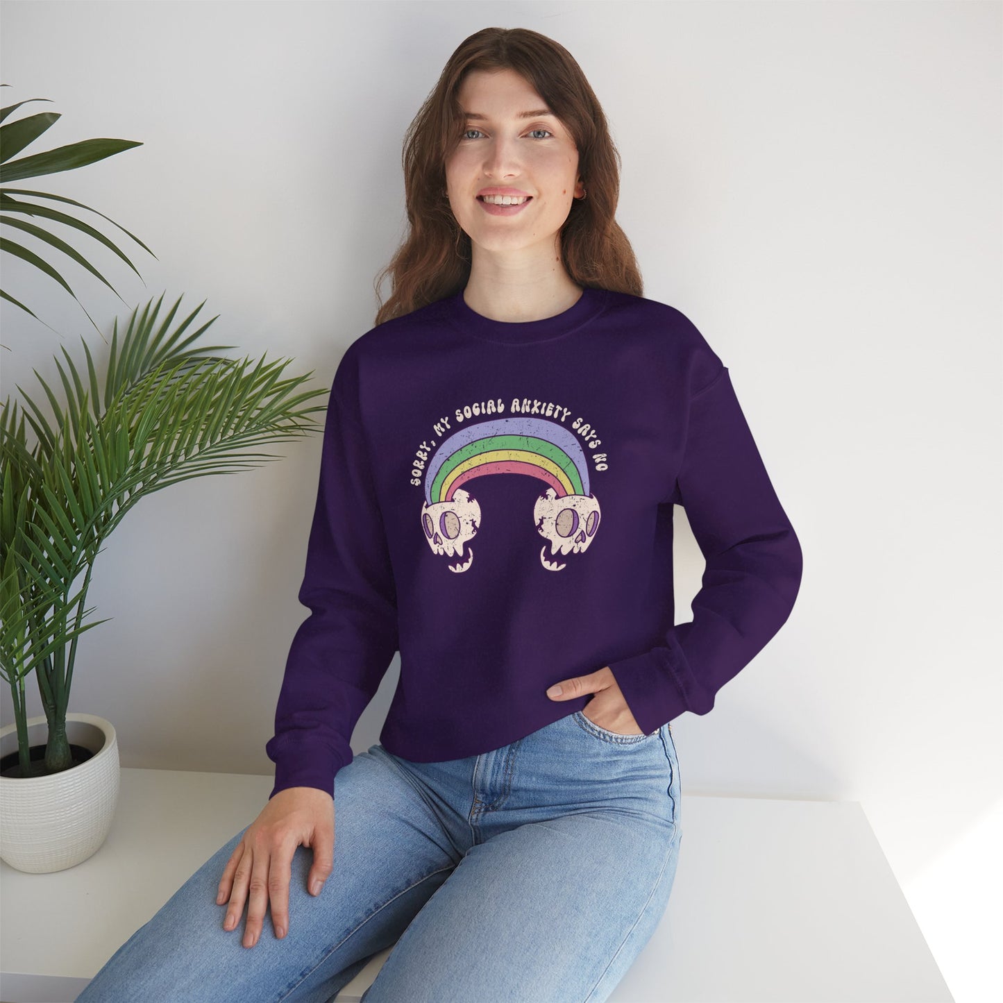 Sweatshirt Sorry My Social Anxiety Says No - Gothic-Inspired Anxiety Sweatshirt
