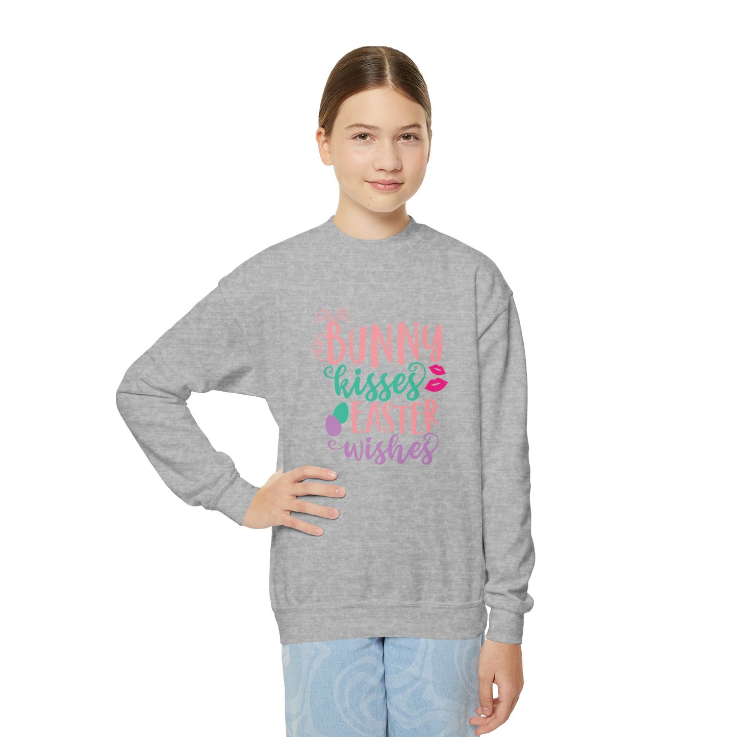 Bunny Kisses & Easter Wishes Sweatshirt | Cute Easter Sweatshirt for Kids