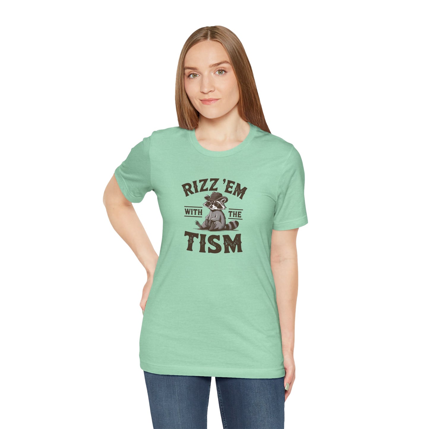 T-Shirt Rizz 'Em with the Tism Funny Raccoon Autism T Shirt for Young Adults