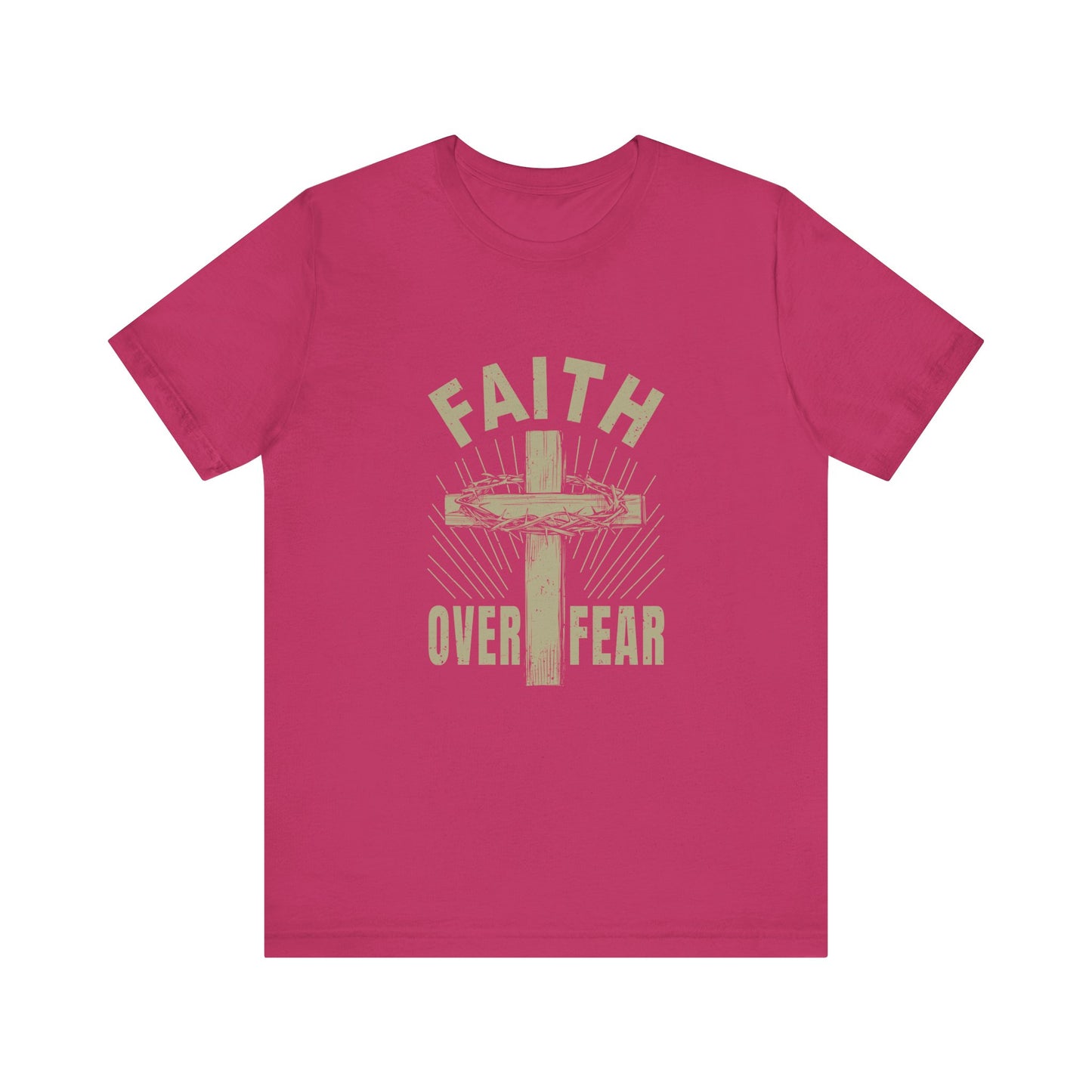 Berry Empowering Message Tee – Faith Over Fear Shirt for Men & Women