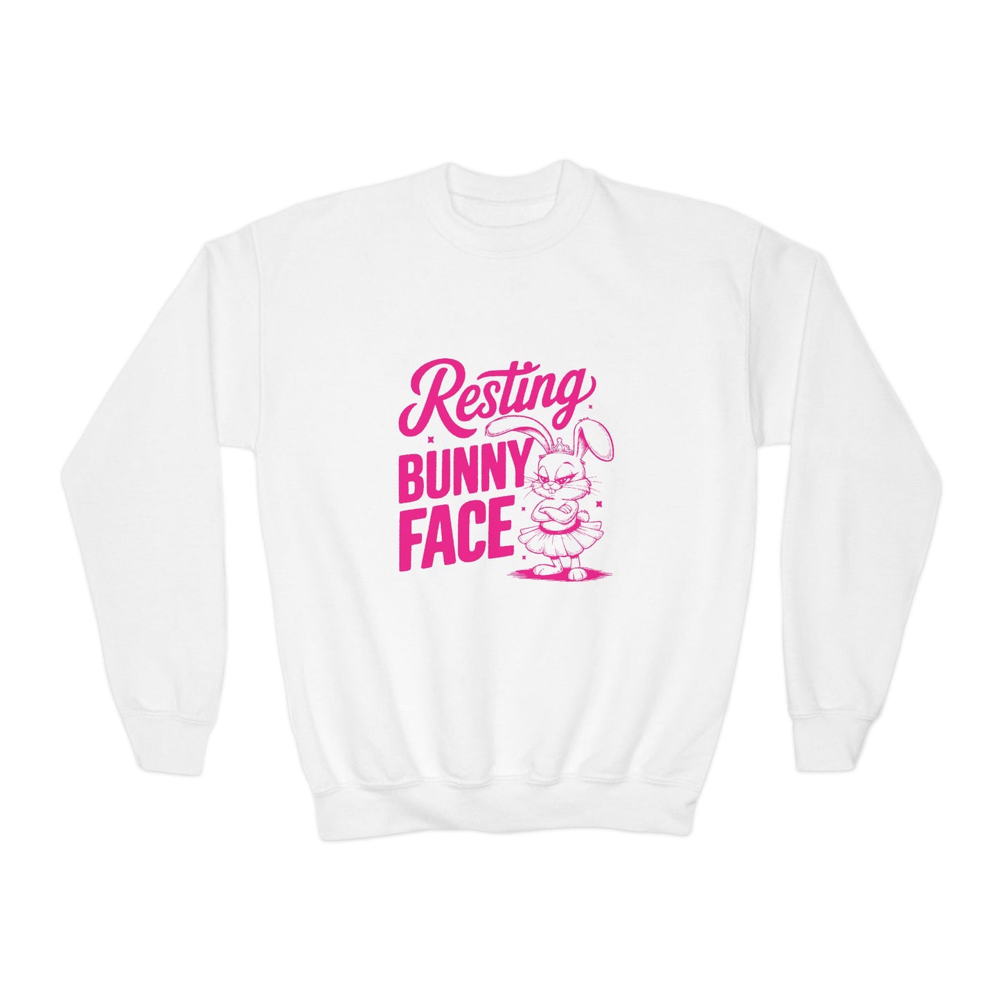 White Resting Bunny Face Kids Sweatshirt | Funny Easter Sweatshirt