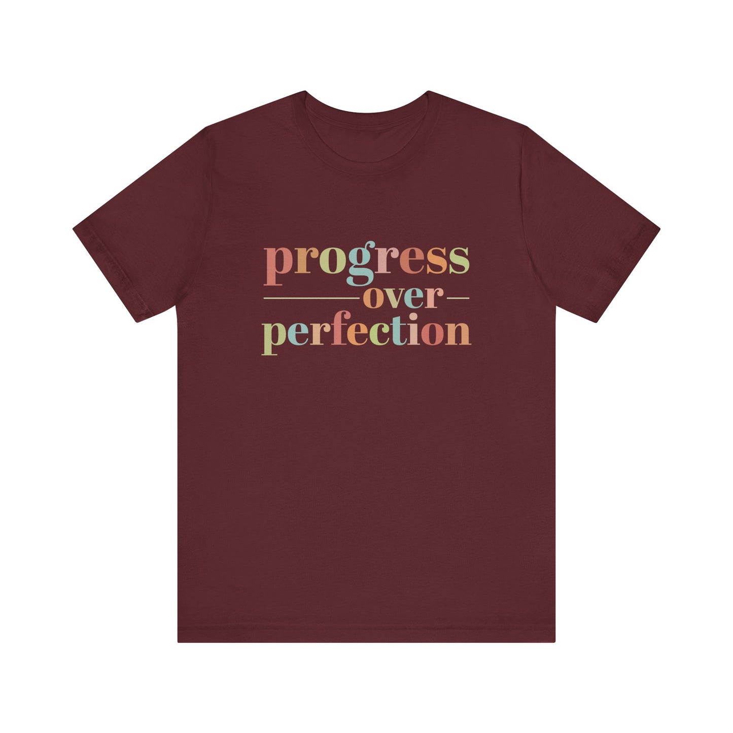 Maroon Progress Over Perfection Shirt – Growth Mindset Shirt