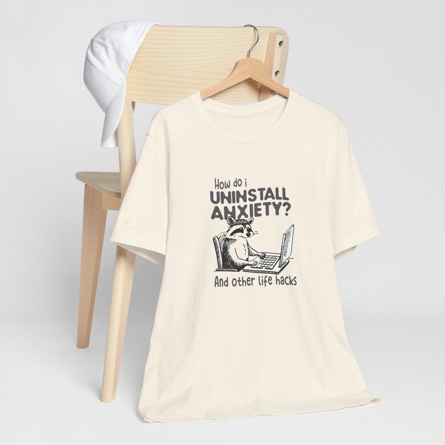 T-Shirt How Do I Uninstall Anxiety Funny Anxiety Shirt — Raccoon Graphic Tee