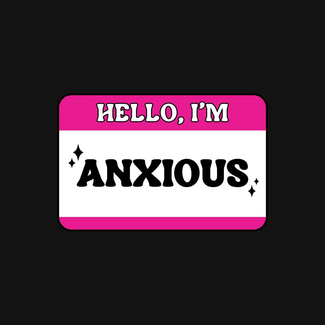 Sweatshirt Hello, I'm Anxious Nametag Sweatshirt for Socially Anxious Women