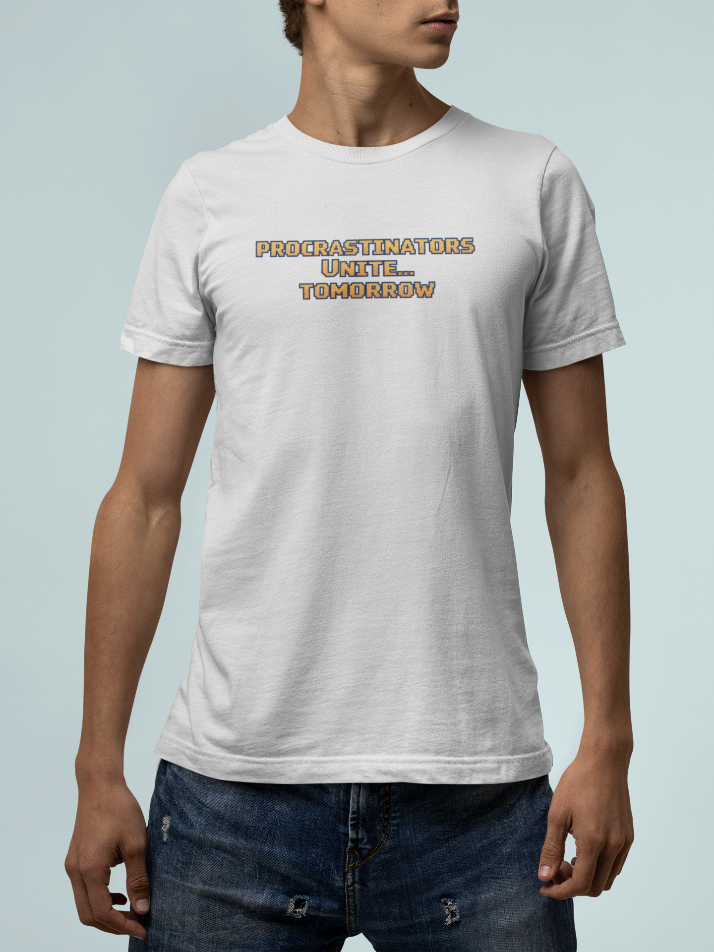 PROCRASTINATORS UNITE... TOMORROW Pixel Retro ADHD Graphic T-Shirt