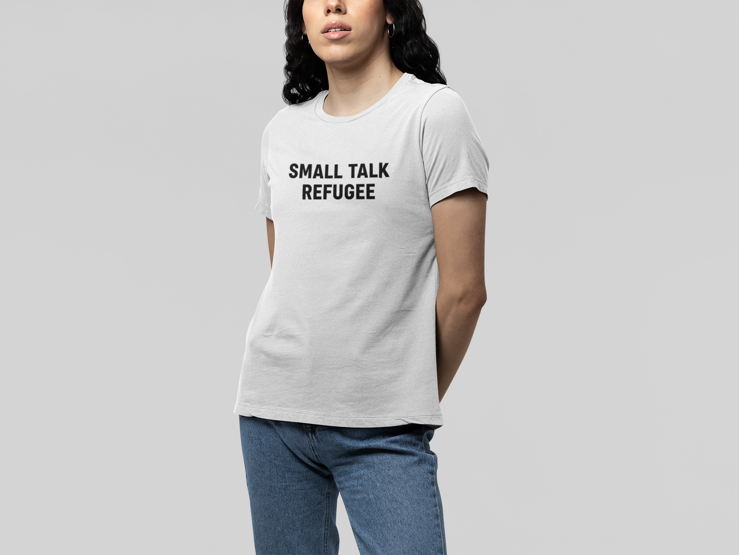 T-Shirt SMALL TALK REFUGEE Shirt – Funny Introvert Minimalist Graphic Tee