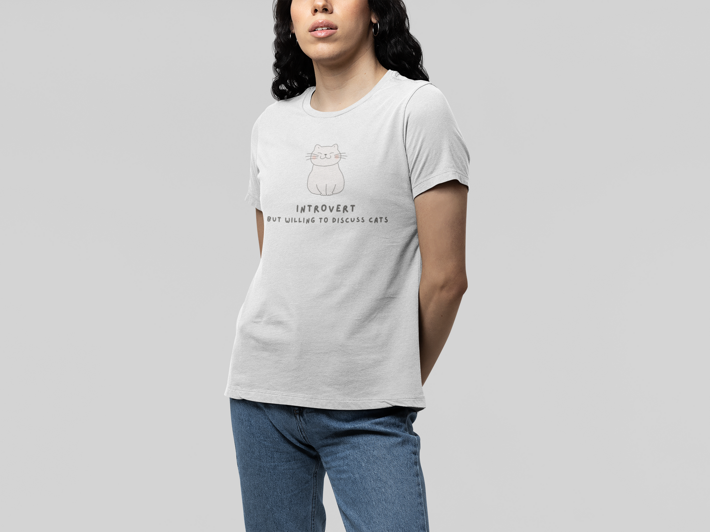 T-Shirt Introvert But Willing to Discuss Cats T-Shirt – Cute Kawaii Cat Tee