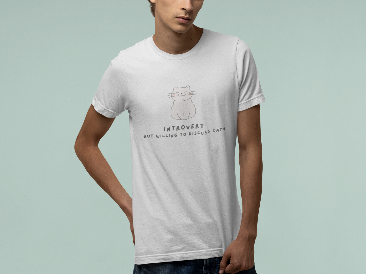 T-Shirt Introvert But Willing to Discuss Cats T-Shirt – Cute Kawaii Cat Tee
