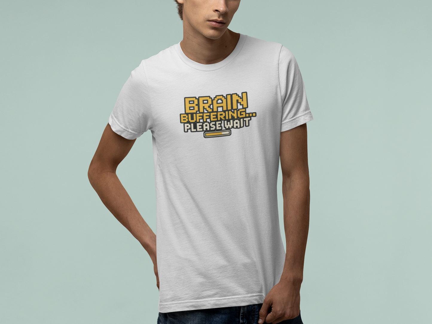 T-Shirt BRAIN BUFFERING Retro Pixel ADHD Loading Screen Graphic T-Shirt