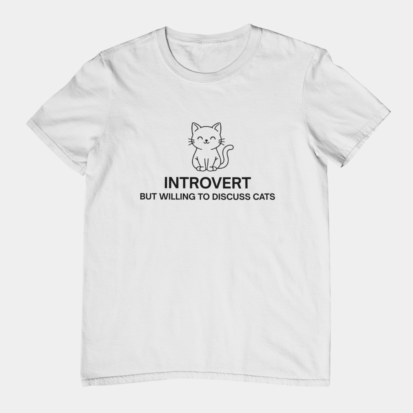 Introvert But Willing to Discuss Cats Shirt – Simple Line Art Cat Tee