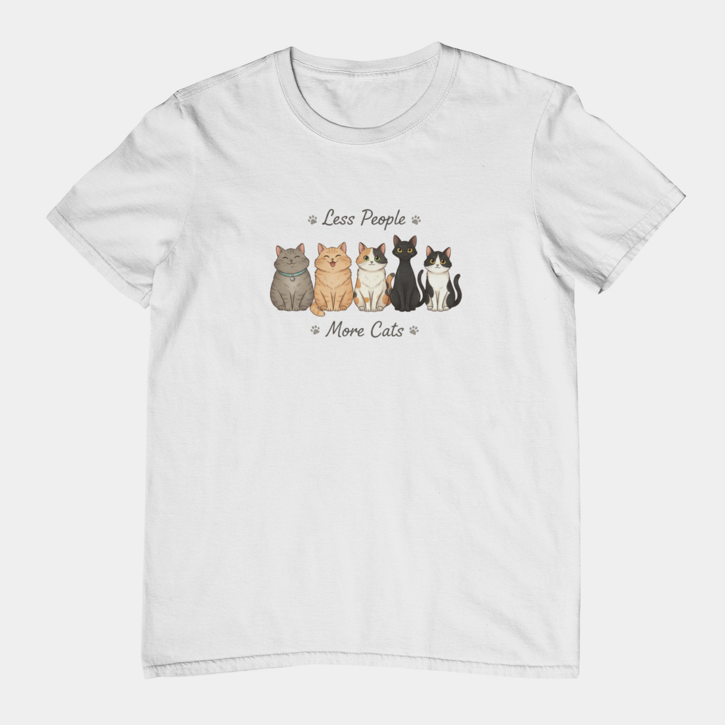 T-Shirt Less People More Cats Shirt – Cute Funny Cat Lover Graphic Tee