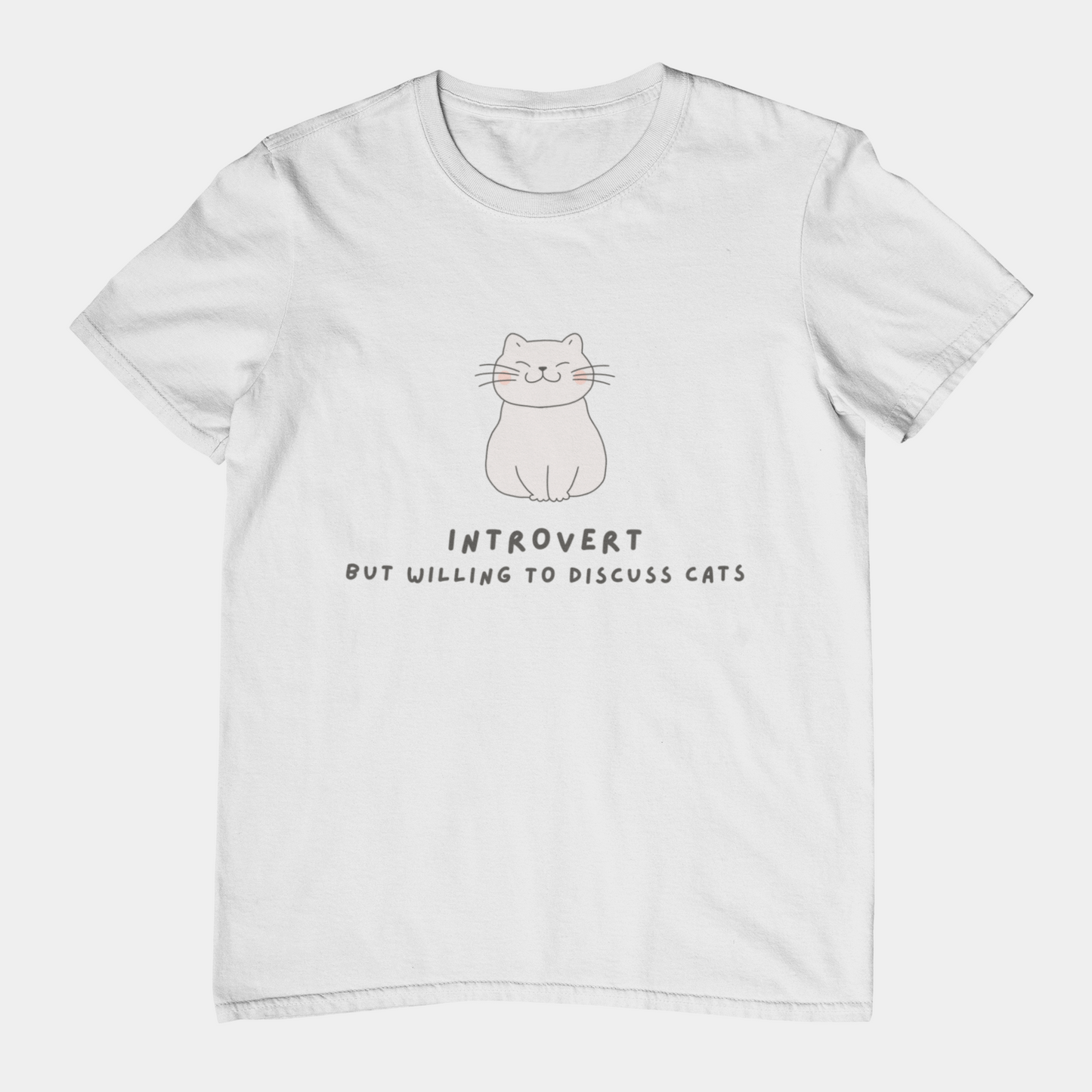 T-Shirt Introvert But Willing to Discuss Cats T-Shirt – Cute Kawaii Cat Tee