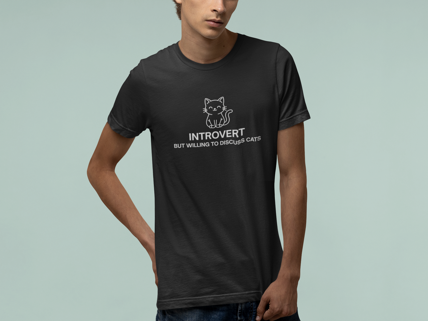 Introvert But Willing to Discuss Cats Shirt – Simple Line Art Cat Tee