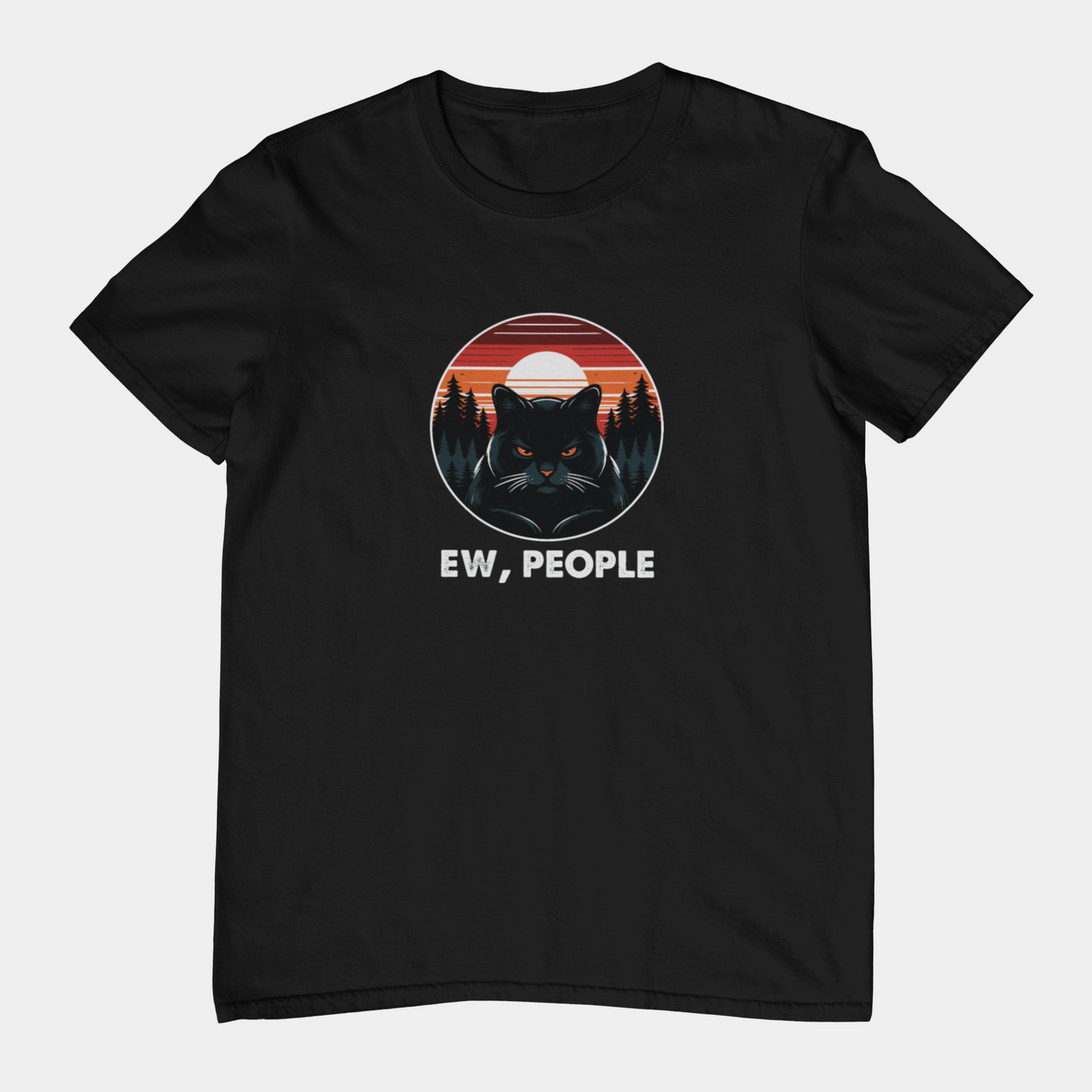 T-Shirt Ew People Cat Shirt – Vintage Sunset Funny Introvert T-Shirt