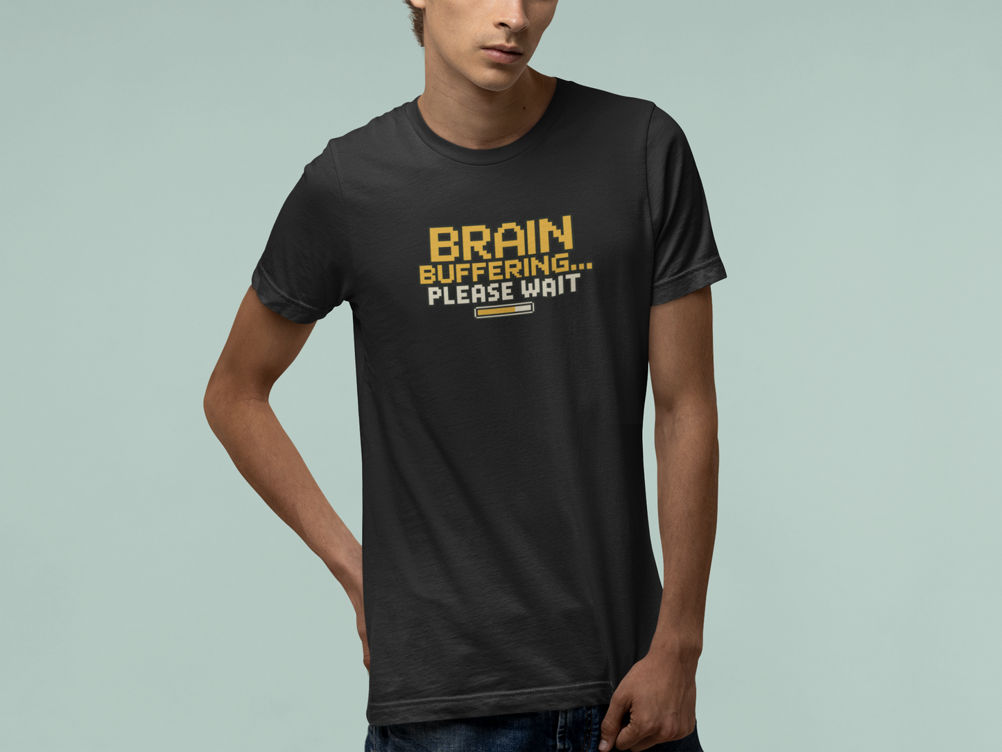 T-Shirt BRAIN BUFFERING Retro Pixel ADHD Loading Screen Graphic T-Shirt