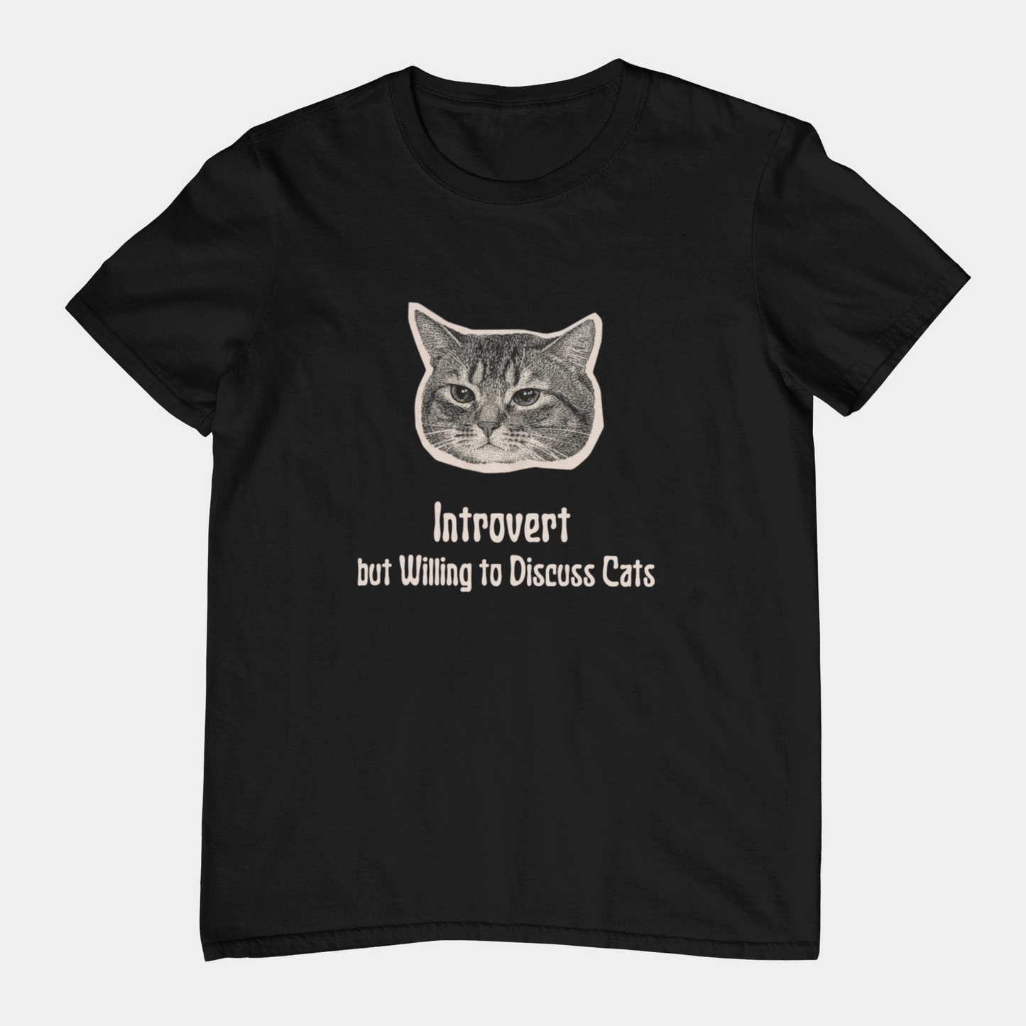T-Shirt Introvert But Willing to Discuss Cats T-Shirt – Vintage Cat Humor Tee