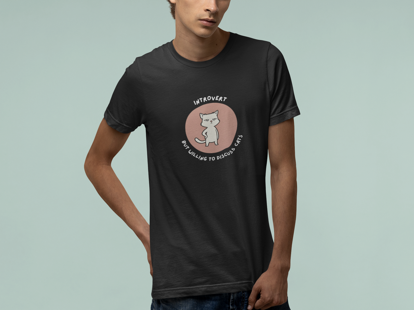 T-Shirt Introvert But Willing to Discuss Cats T-Shirt – Grumpy Cat Graphic Tee