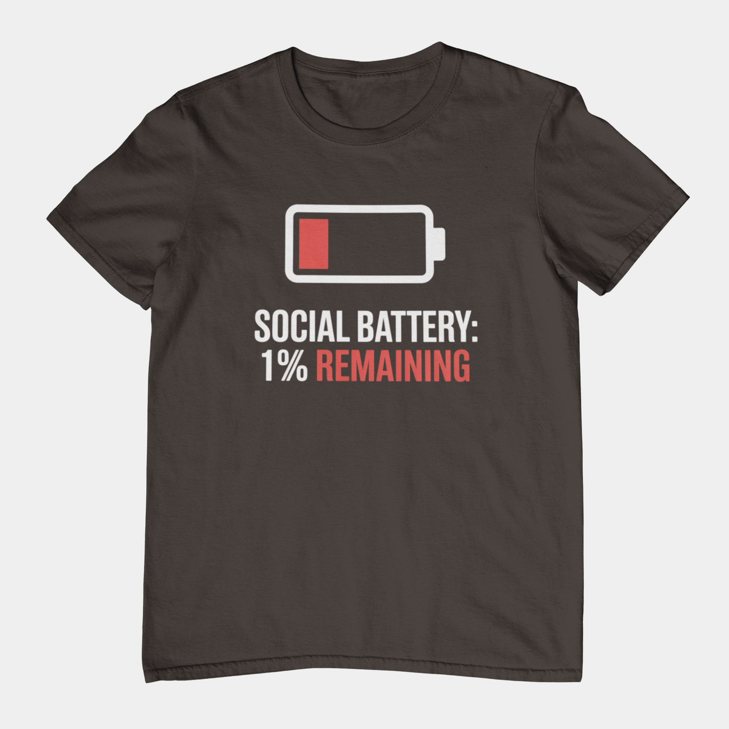 T-Shirt SOCIAL BATTERY: 1% Remaining T-Shirt – Funny Introvert Graphic Tee
