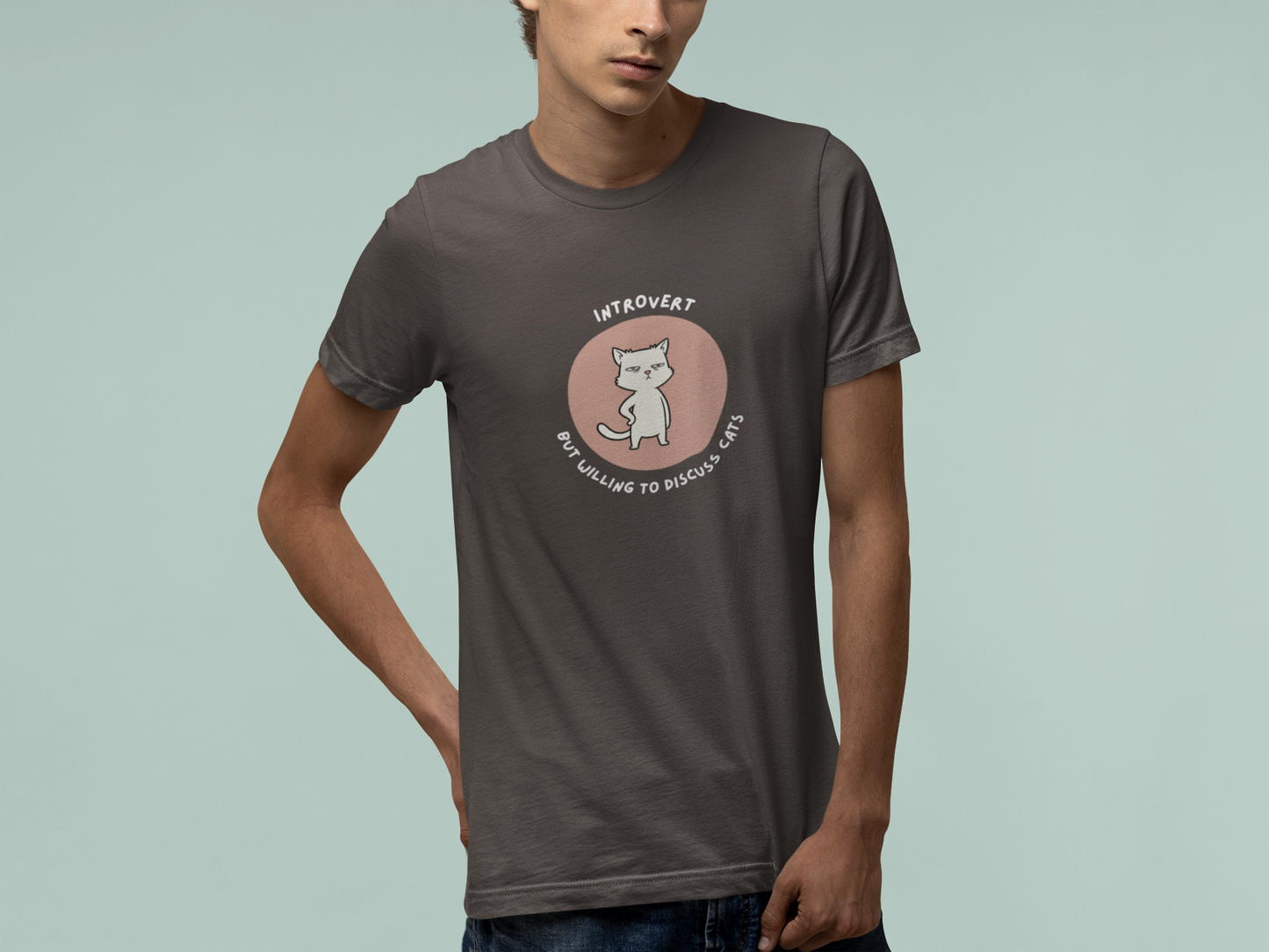 T-Shirt Introvert But Willing to Discuss Cats T-Shirt – Grumpy Cat Graphic Tee