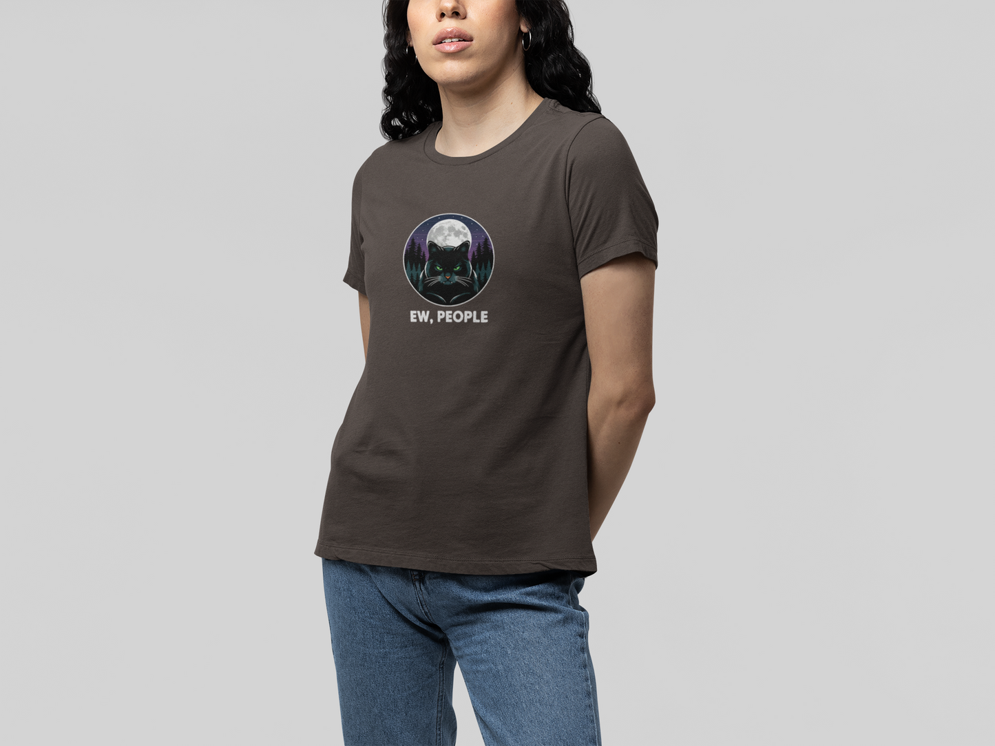 T-Shirt Ew People Cat Shirt – Lunar Night Funny Introvert T-Shirt