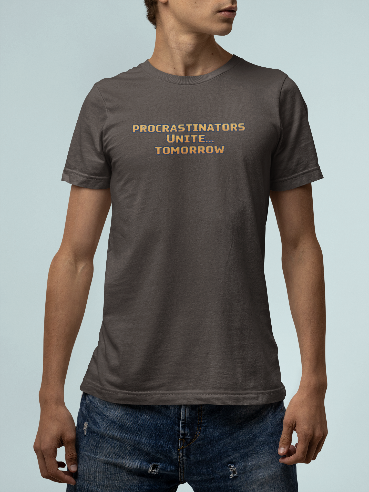 PROCRASTINATORS UNITE... TOMORROW Pixel Retro ADHD Graphic T-Shirt
