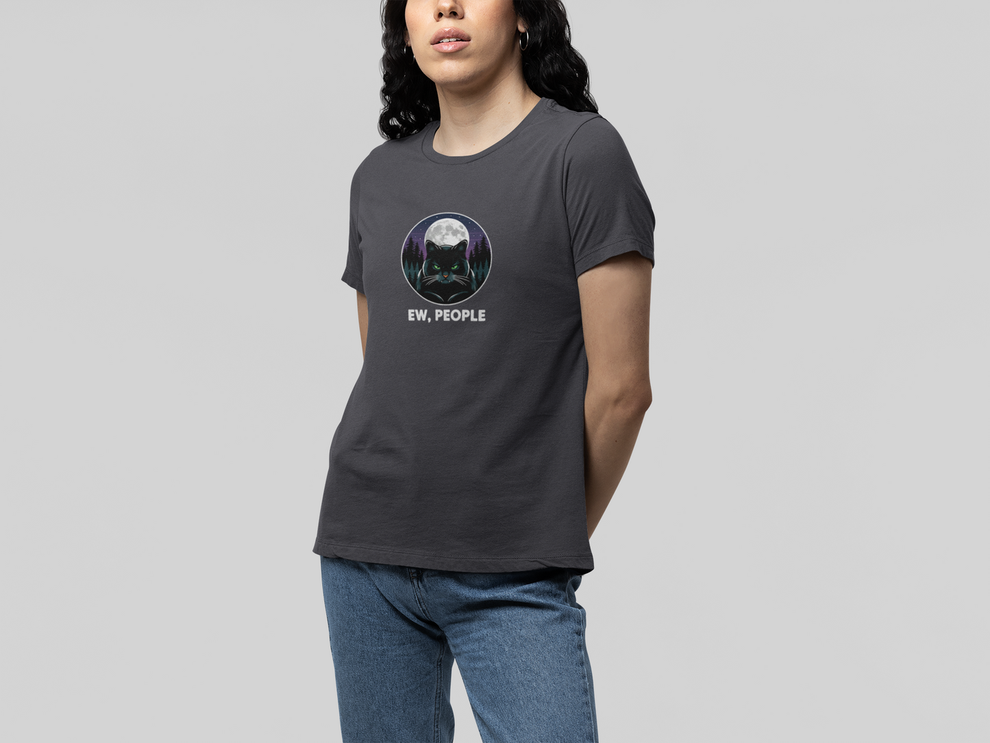 T-Shirt Ew People Cat Shirt – Lunar Night Funny Introvert T-Shirt