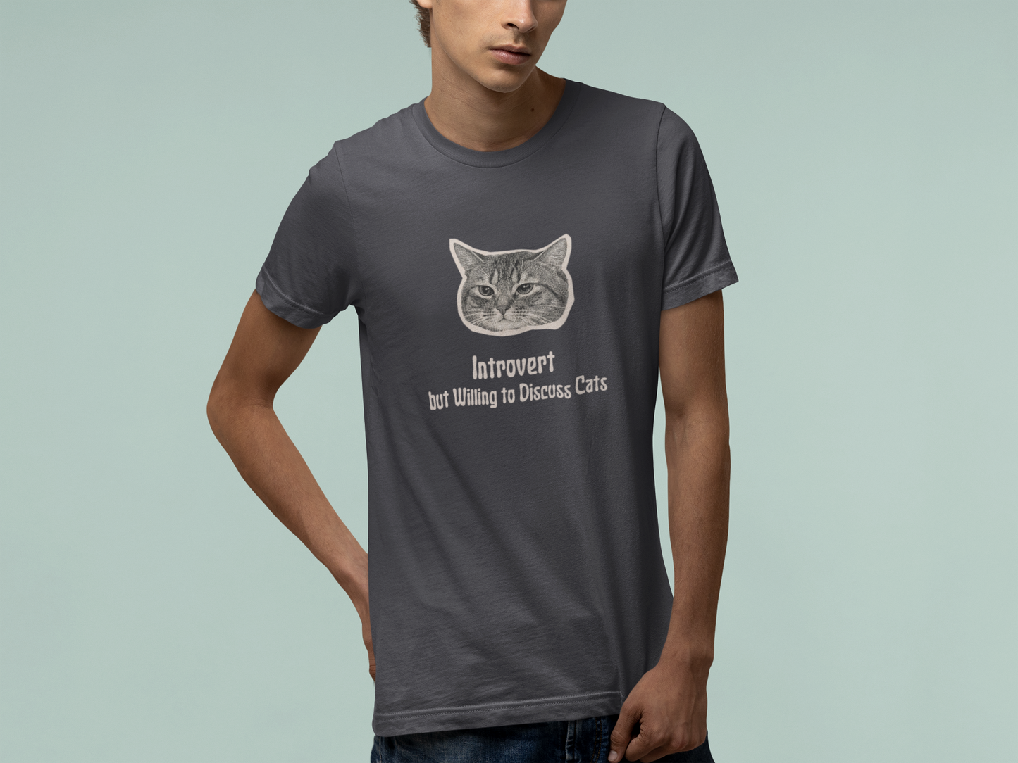 T-Shirt Introvert But Willing to Discuss Cats T-Shirt – Vintage Cat Humor Tee