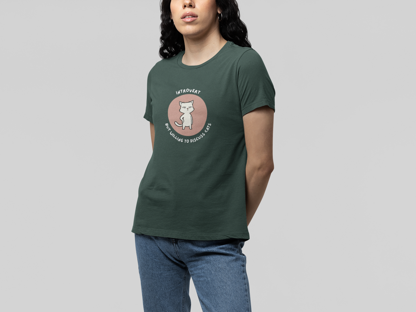 T-Shirt Introvert But Willing to Discuss Cats T-Shirt – Grumpy Cat Graphic Tee