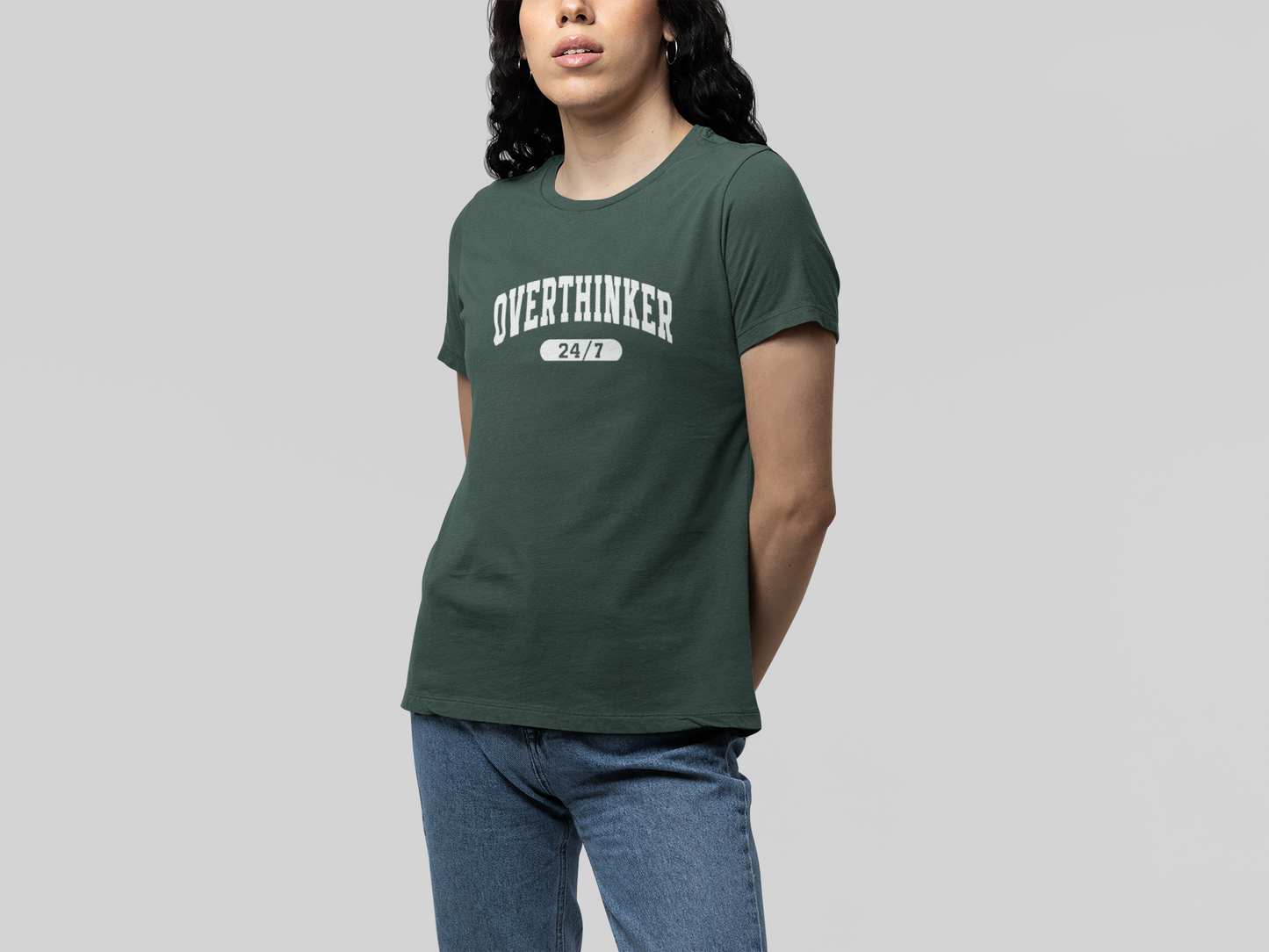 T-Shirt Overthinker 24/7 Shirt – Funny Distressed Collegiate Graphic Tee
