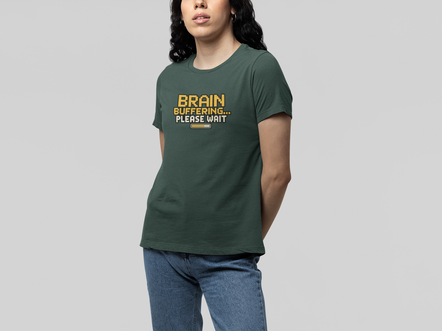 T-Shirt BRAIN BUFFERING Retro Pixel ADHD Loading Screen Graphic T-Shirt