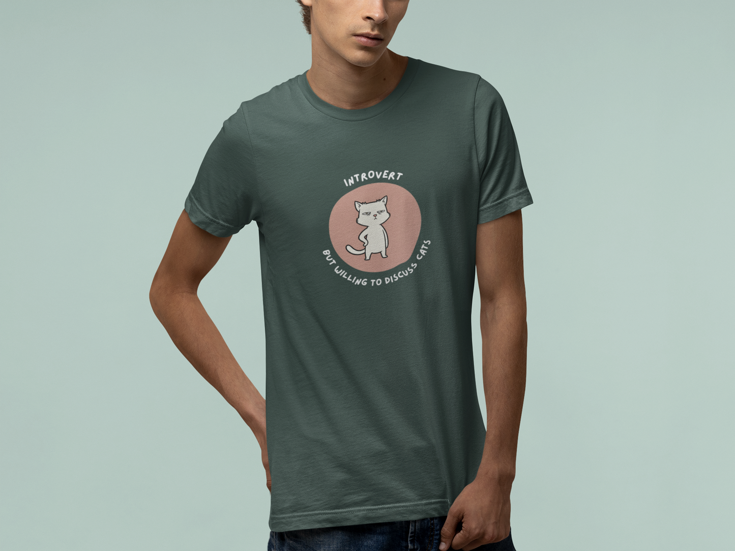 T-Shirt Introvert But Willing to Discuss Cats T-Shirt – Grumpy Cat Graphic Tee