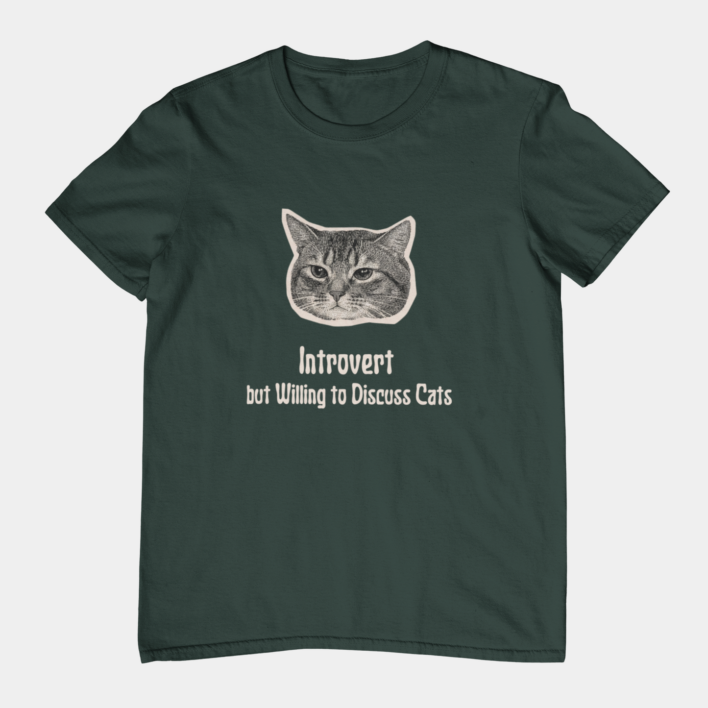 T-Shirt Introvert But Willing to Discuss Cats T-Shirt – Vintage Cat Humor Tee
