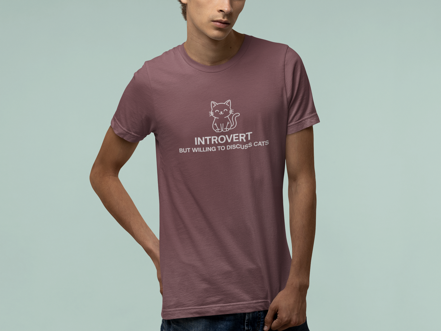 Introvert But Willing to Discuss Cats Shirt – Simple Line Art Cat Tee