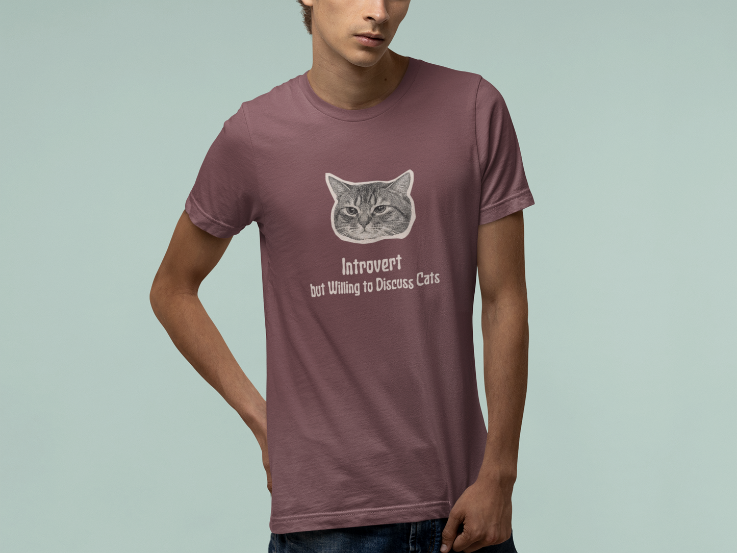 T-Shirt Introvert But Willing to Discuss Cats T-Shirt – Vintage Cat Humor Tee