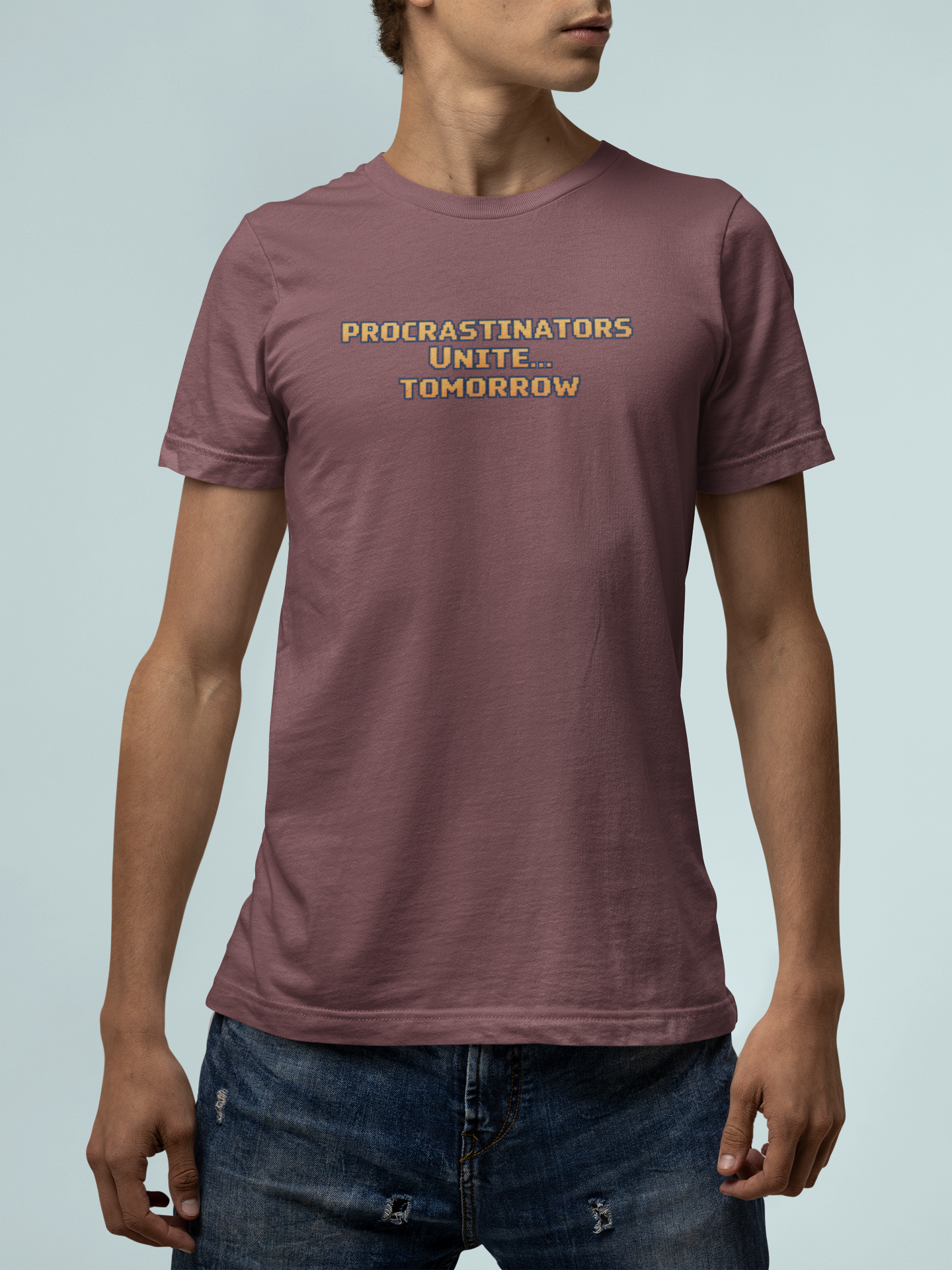 PROCRASTINATORS UNITE... TOMORROW Pixel Retro ADHD Graphic T-Shirt