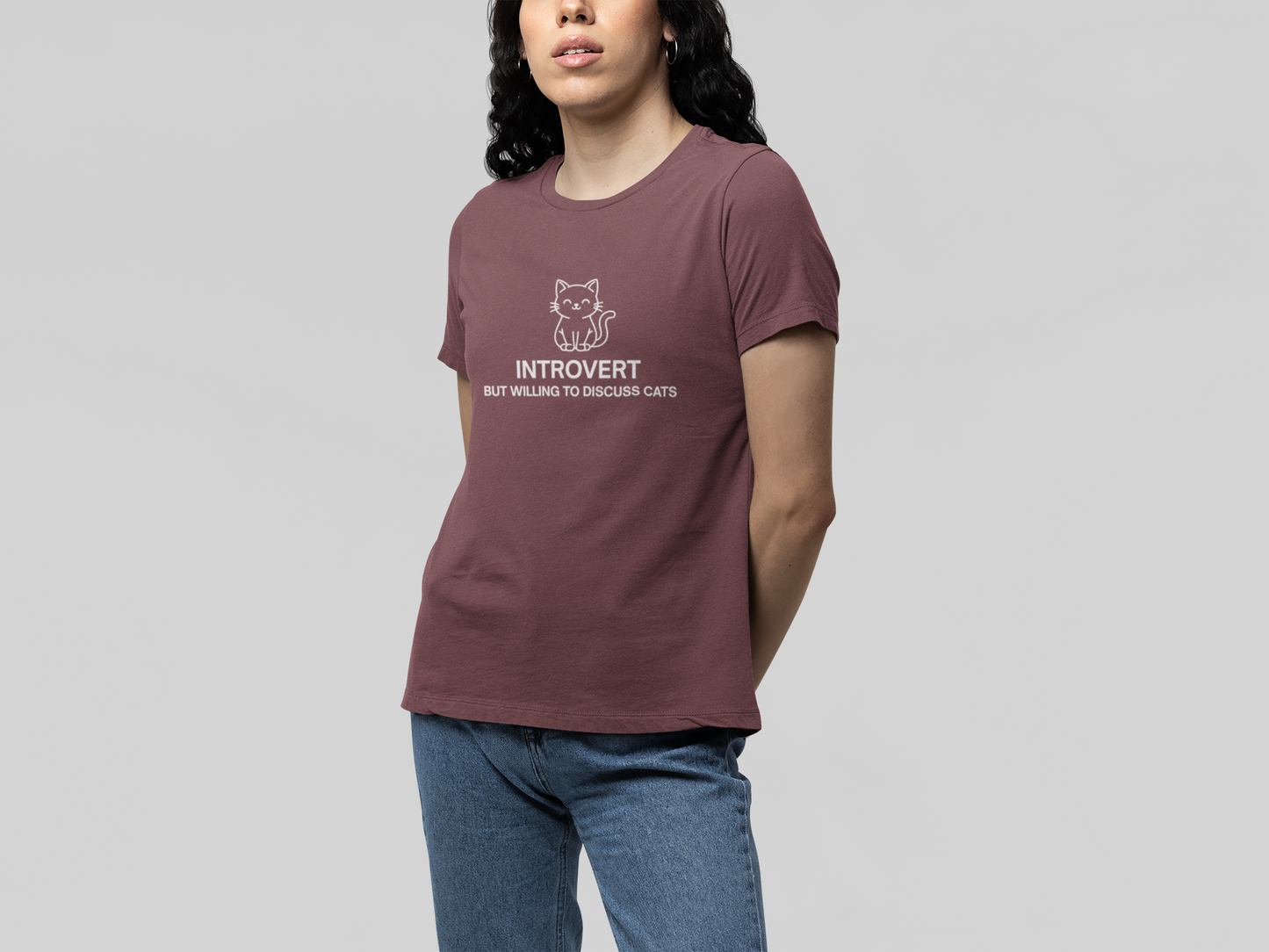 Introvert But Willing to Discuss Cats Shirt – Simple Line Art Cat Tee