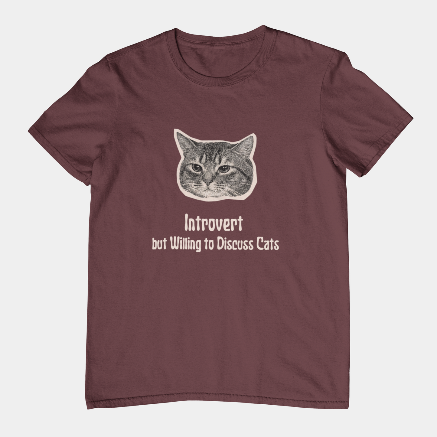 T-Shirt Introvert But Willing to Discuss Cats T-Shirt – Vintage Cat Humor Tee