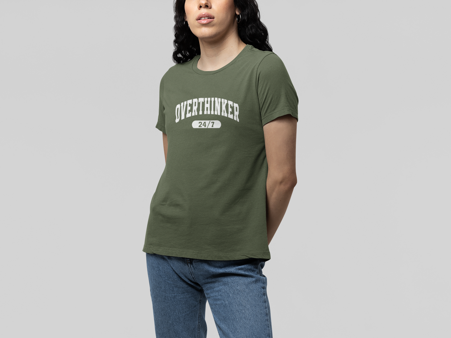 T-Shirt Overthinker 24/7 Shirt – Funny Distressed Collegiate Graphic Tee