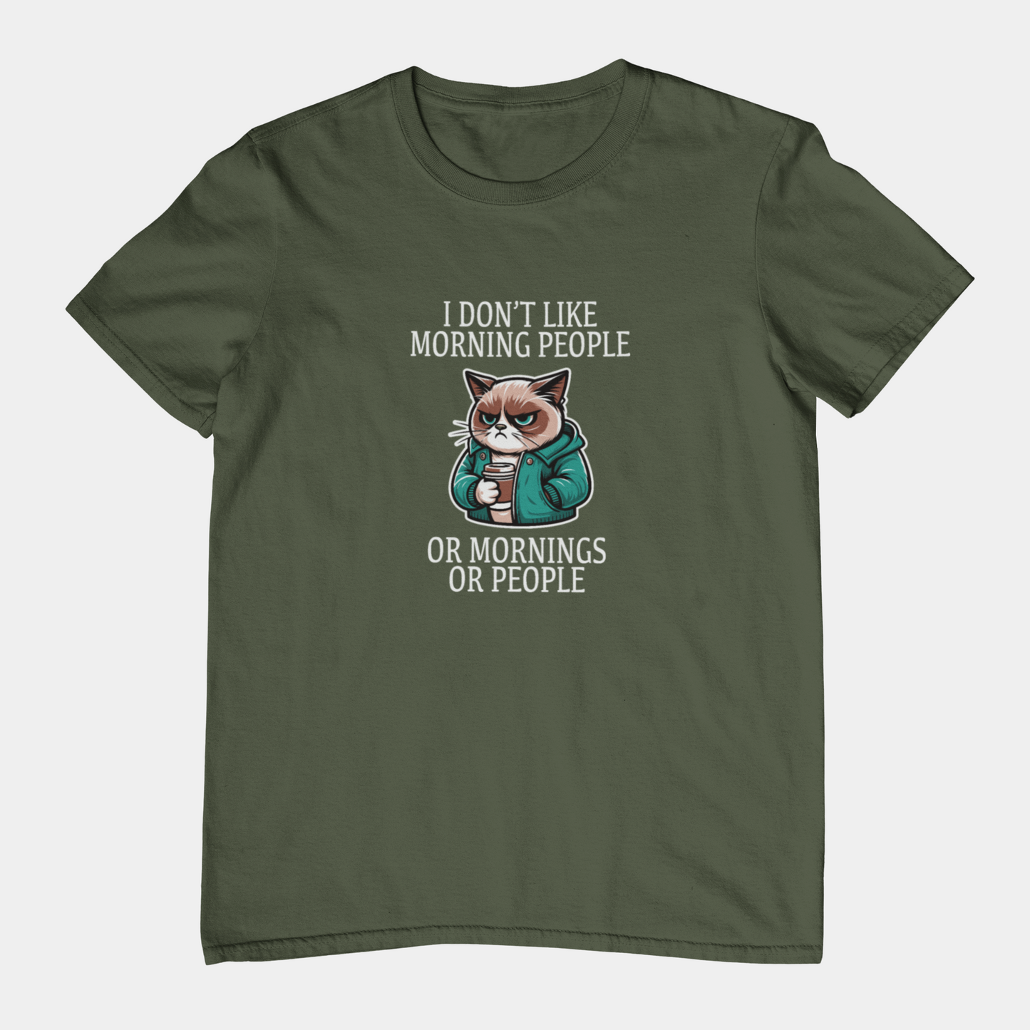 T-Shirt I Don’t Like Morning People Cat Shirt – Funny Coffee Grumpy Tee